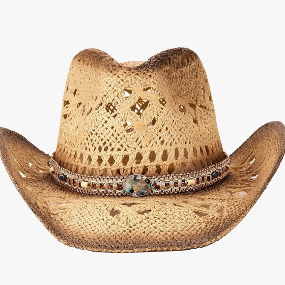 Straw Cowgirl & Cowboy Western Hat Fully Adjustable 4 interchangeable hat bands - Picture 3 of 17